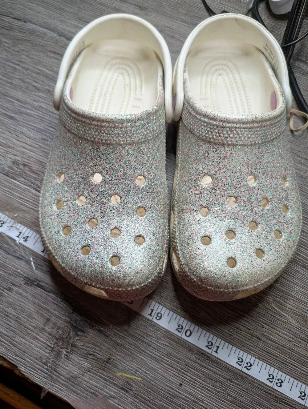 Crocs‎ Silver Glittery Slip On Clogs Size Junior 3 Girls